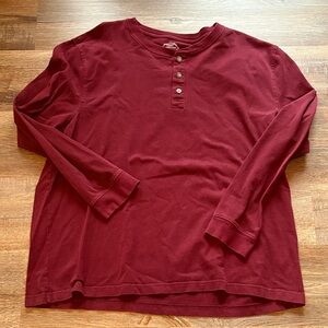 St. John's Bay Burgundy Long Sleeve Henley Shirt
